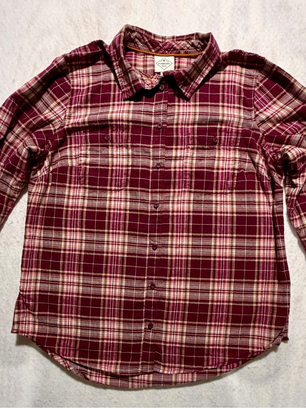 St. John's Bay Women's Large Red Plaid Flannel Button Down Shirt